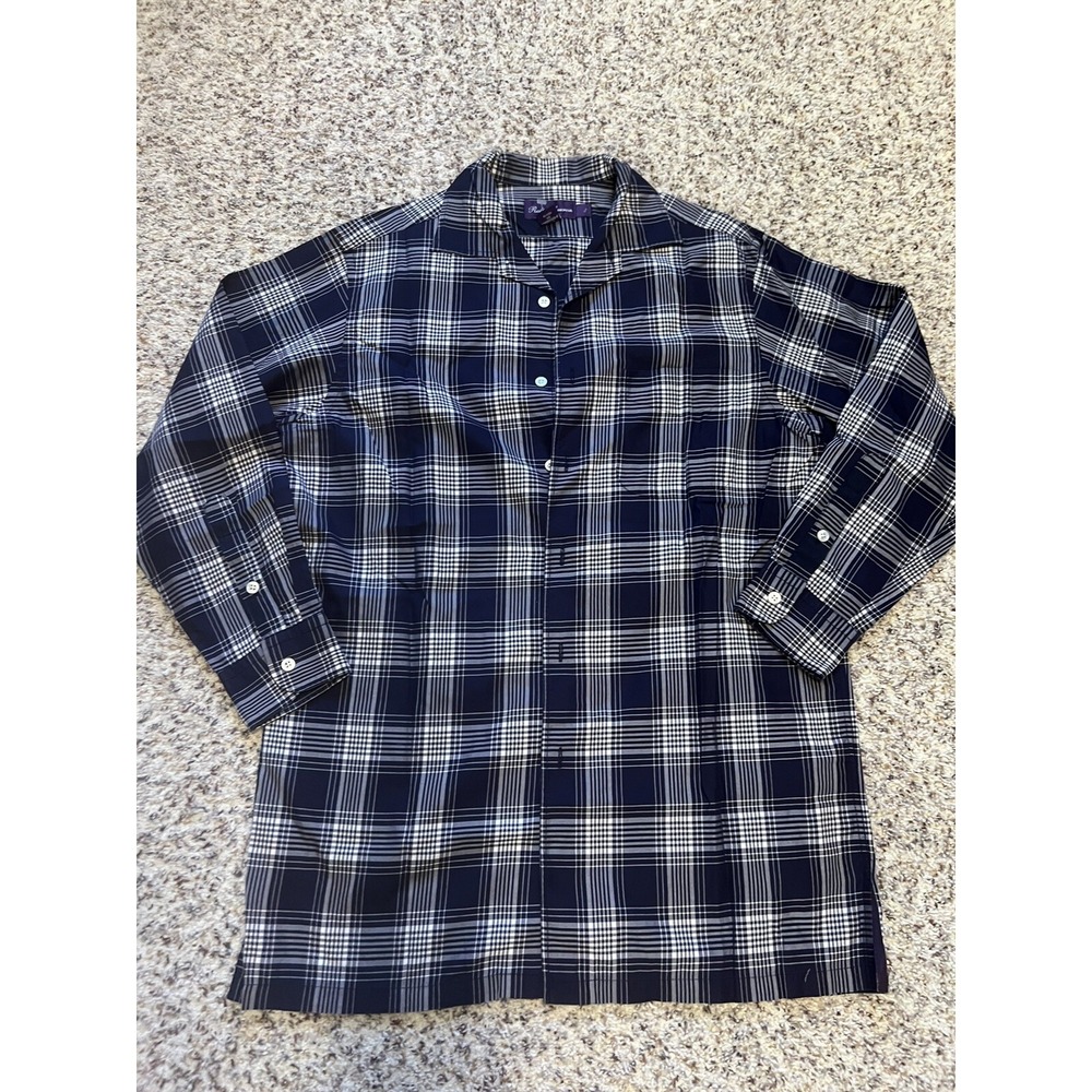 Ralph Lauren Men's Purple Button Up Shirt Cotton Sz S Blue Plaid Italy